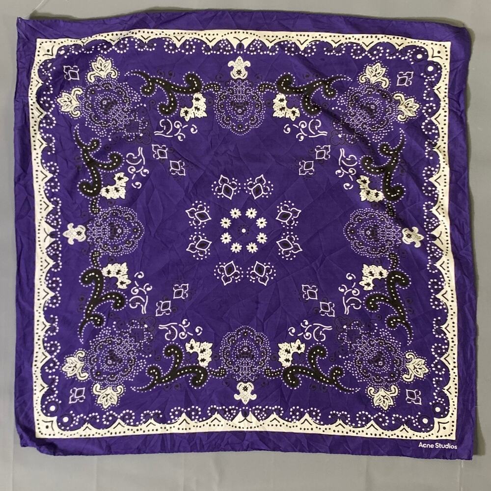 ACNE STUDIOS Purple Black & White Paisley Cotton Silk Scarves